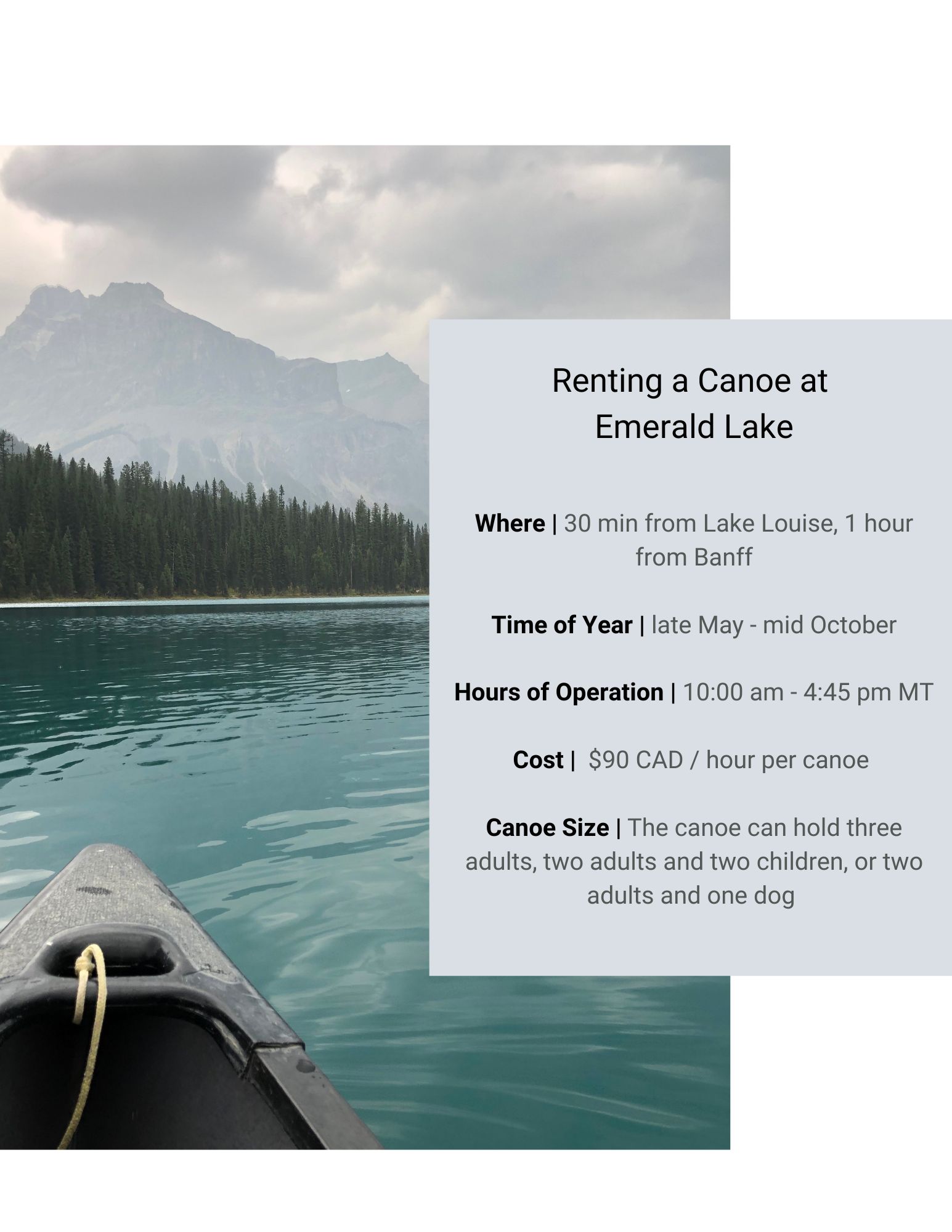 Renting a Canoe at Emerald Lake KiraKira Travels